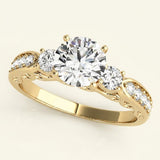 Round Three Stone Engagement Ring (50620-E) — Yellow Gold