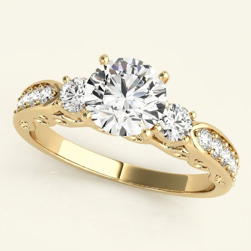 Round Three Stone Engagement Ring (50620-E) — Yellow Gold
