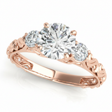 Round Three Stone Engagement Ring (50647-E) — Rose Gold