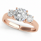 Round Three Stone Engagement Ring (80767) — Rose Gold