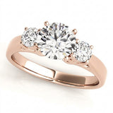 Round Three Stone Engagement Ring (80767) — Rose Gold