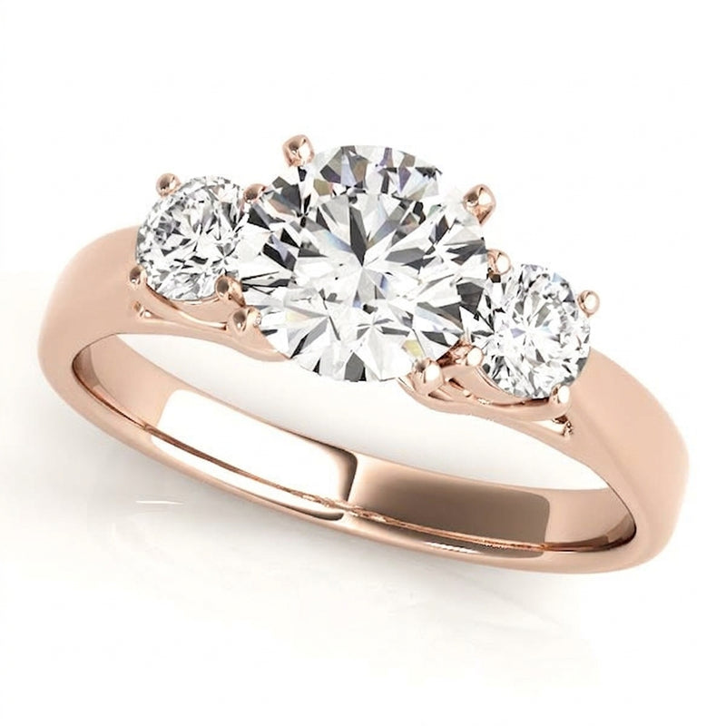 Round Three Stone Engagement Ring (80767) — Rose Gold