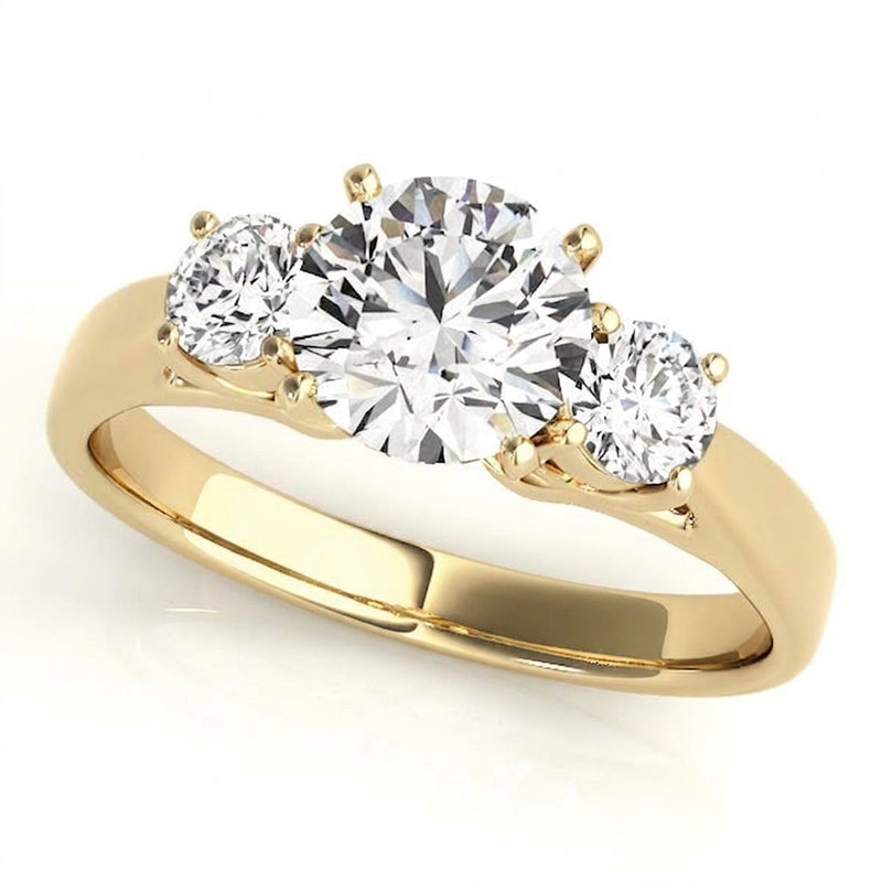 Round Three Stone Engagement Ring (80767) — Yellow Gold