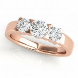 Round Three Stone Engagement Ring (81755) — Rose Gold
