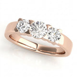 Round Three Stone Engagement Ring (81755) — Rose Gold