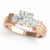 Round Three Stone Engagement Ring (81859) — Rose Gold