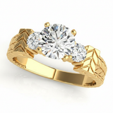Round Three Stone Engagement Ring (81859) — Yellow Gold