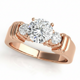 Round Three Stone Engagement Ring (81875) — Rose Gold