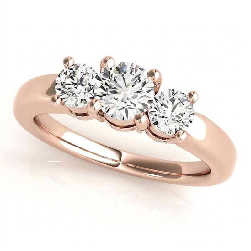 Round Three Stone Engagement Ring (81881) — Rose Gold