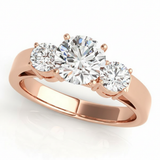 Round Three Stone Engagement Ring (81882) — Rose Gold