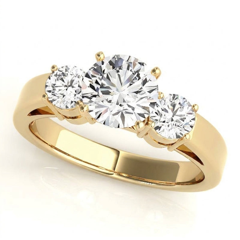 Round Three Stone Engagement Ring (81882) — Yellow Gold