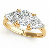 Trillion Three Stone Engagement Ring (80360) — Yellow Gold