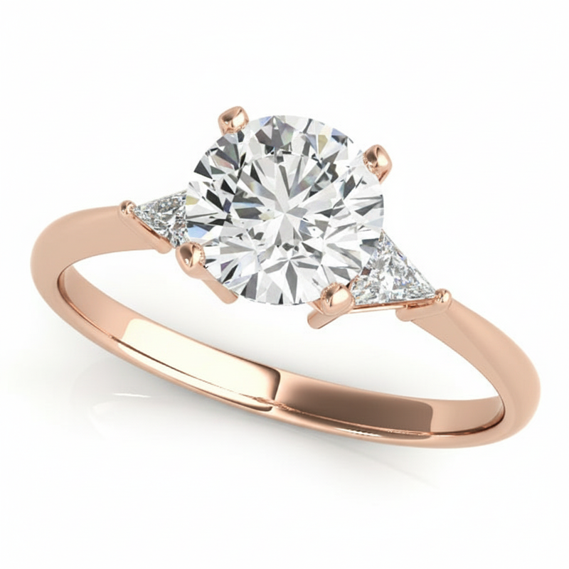 Trillion Three Stone Engagement Ring (81590) — Rose Gold