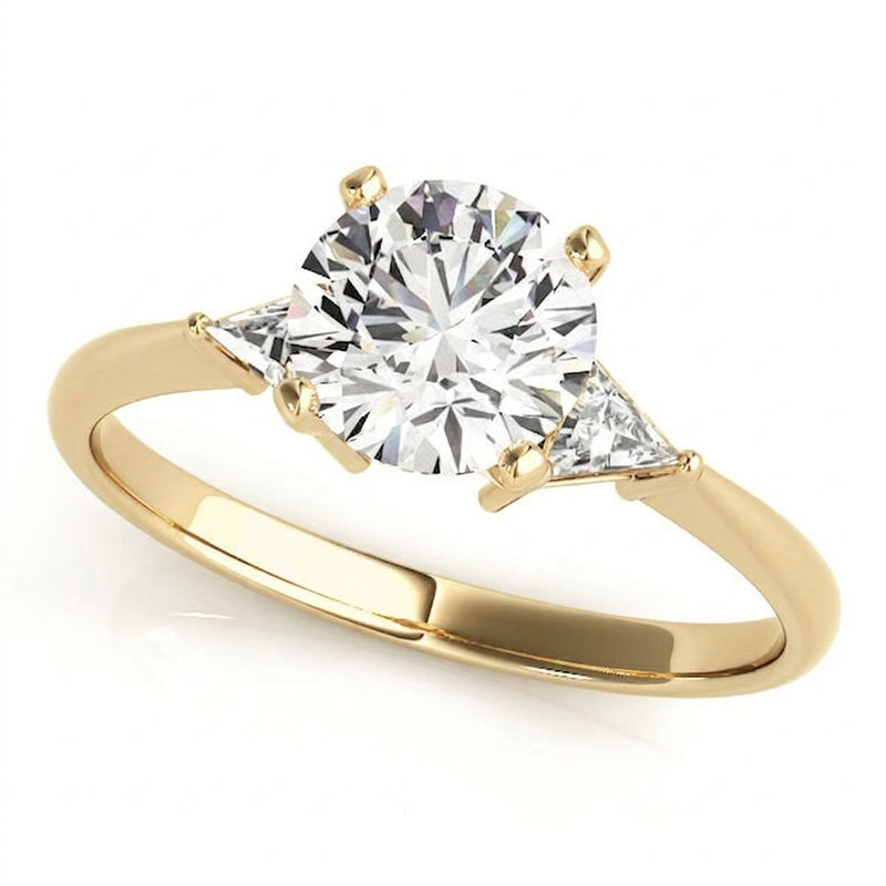 Trillion Three Stone Engagement Ring (81590) — Yellow Gold