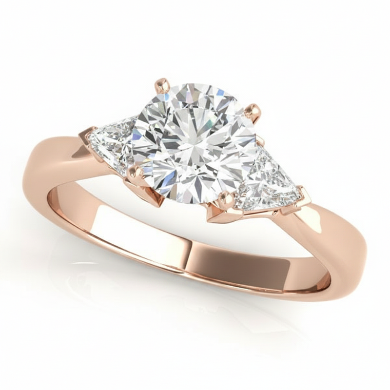 Trillion Three Stone Engagement Ring (81785) — Rose Gold