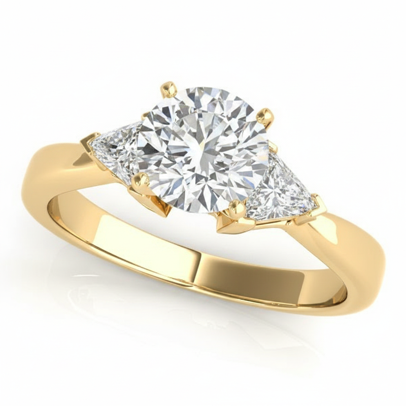 Trillion Three Stone Engagement Ring (81785) — Yellow Gold