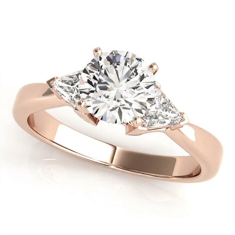 Trillion Three Stone Engagement Ring (81785) — Rose Gold