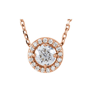 1/2 ct tw Halo Lab Grown Diamond Necklace in 14K White Gold (18")...
