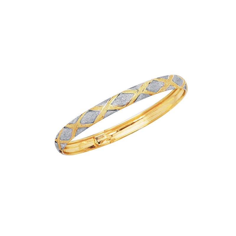 10K Gold Polished & Satin X Bangle 
