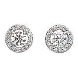 1/2 ct tw Round Lab Grown Diamond Halo Earrings in 14K White Gold... - view 2