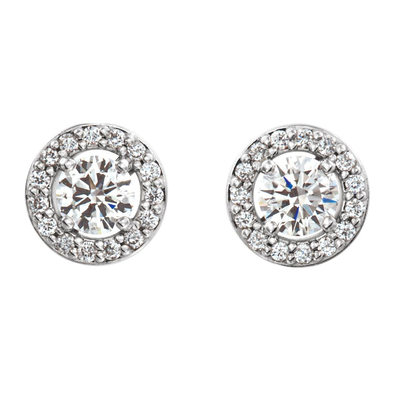 1/2 ct tw Round Lab Grown Diamond Halo Earrings in 14K White Gold... - view 2