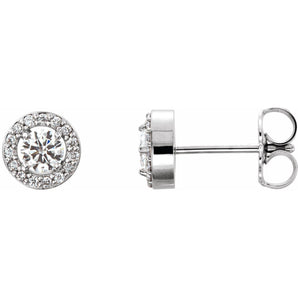 1/2 ct tw Round Lab Grown Diamond Halo Earrings in 14K White Gold...