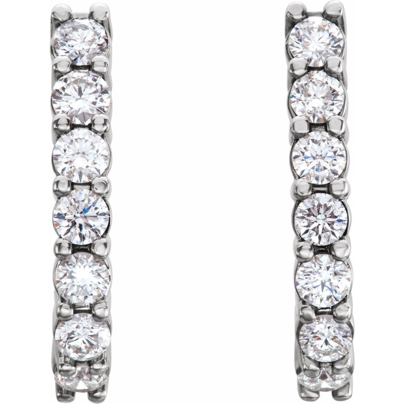 1 1/4 ct tw Round Lab Grown Diamond J-Hoop Hoop Earrings in 14K W... - view 2