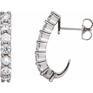 1 1/4 ct tw Round Lab Grown Diamond J-Hoop Hoop Earrings in 14K W...