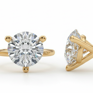 (4 Cttw) 2ct 3prong Wire Stud Earring — Yellow Gold