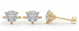 (4 Cttw) 2ct 3prong Wire Stud Earring — Yellow Gold