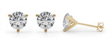 (4 Cttw) 2ct 3prong Wire Stud Earring — Yellow Gold