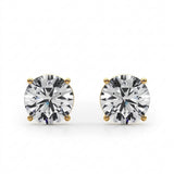 (4 Cttw) 2ct 4 Prong Wire Stud Earring — 4 ctw — Yellow Gold