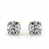 (4 Cttw) 2ct 4 Prong Wire Stud Earring — 5 ctw — Yellow Gold