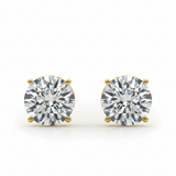(4 Cttw) 2ct 4 Prong Wire Stud Earring — 7 ctw — Yellow Gold
