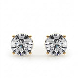 (4 Cttw) 2ct 4 Prong Wire Stud Earring — 8 ctw — Yellow Gold
