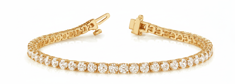 9 7/8 ctw 4 Pr In-Line Tennis Bracelet — Yellow Gold