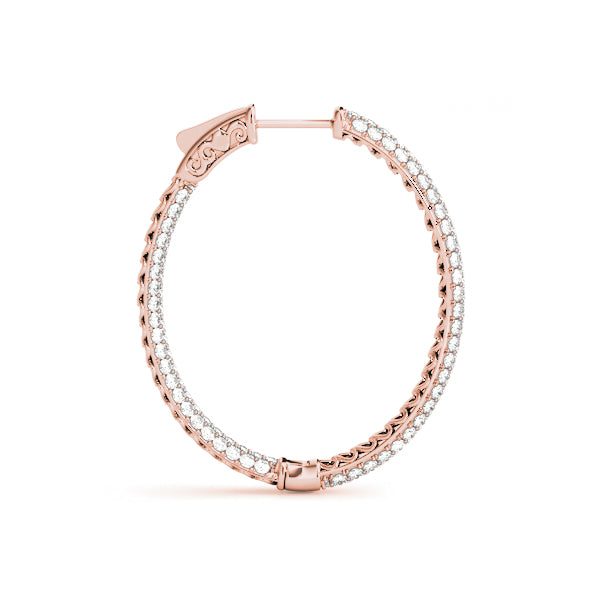 1.5 Inch 3 Row Pave Oval Hoop - alt view
