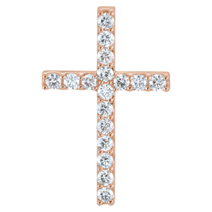 1 ct Round Lab Grown Diamond Cross Petite Pendant in 14K White Go...