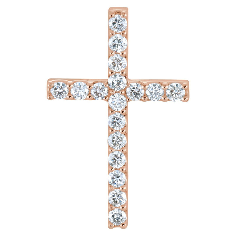 1 ct Round Lab Grown Diamond Cross Petite Pendant in 14K White Go...