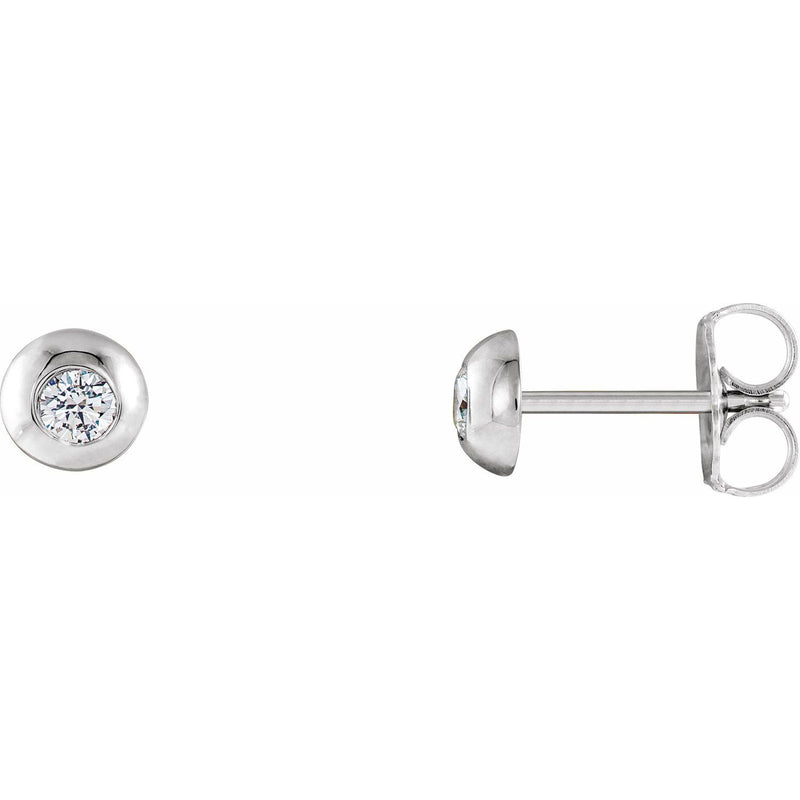1/3 ct tw Round Lab Grown Diamond Bezel Stud Earrings in 14K Whit...