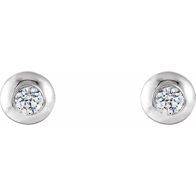 1/3 ct tw Round Lab Grown Diamond Bezel Stud Earrings in 14K Whit... - view 2