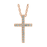 Cross Petite Lab Grown Diamond Necklace in 14K White Gold (18")...