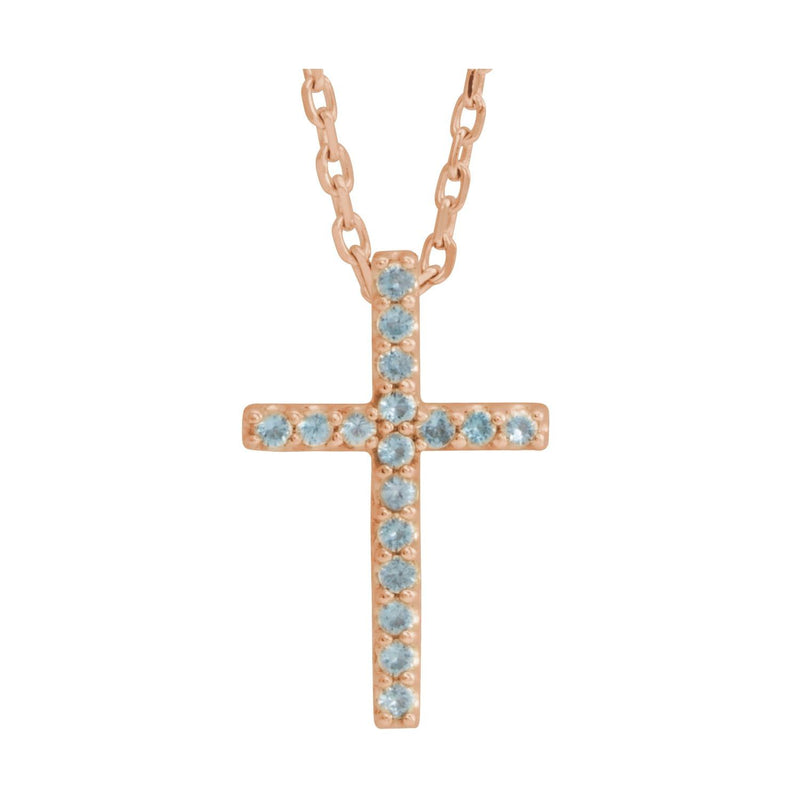 Cross Petite Lab Grown Diamond Necklace in 14K White Gold (18")...