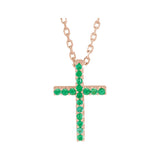 Cross Petite Lab Grown Diamond Necklace in 14K White Gold (18")...