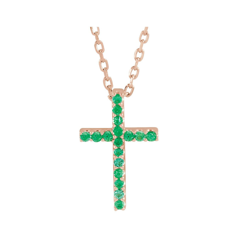 Cross Petite Lab Grown Diamond Necklace in 14K White Gold (18")...