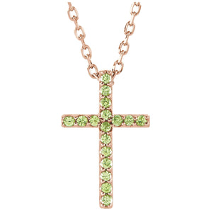 Cross Petite Lab Grown Diamond Necklace in 14K White Gold (18")...
