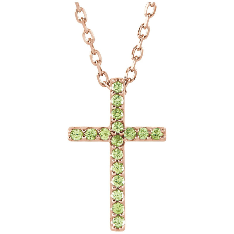 Cross Petite Lab Grown Diamond Necklace in 14K White Gold (18")...