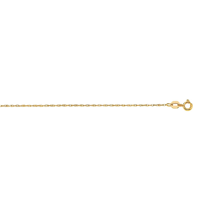 14K Gold .8mm Machine Rope Chain (Carded)