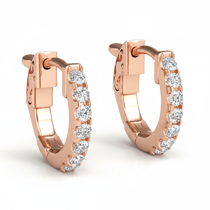 1/8 ctw .5 Inch 1 Row Hoop — Rose Gold