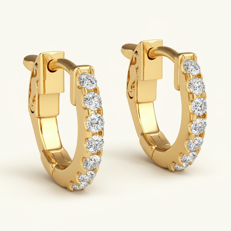 1/8 ctw .5 Inch 1 Row Hoop — Yellow Gold